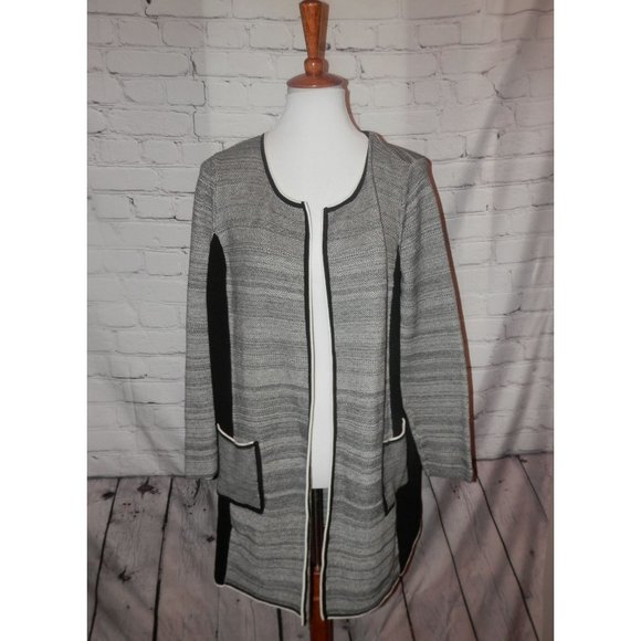 Chico's Jacket Sweater XL 3 Knit Cardigan Pockets